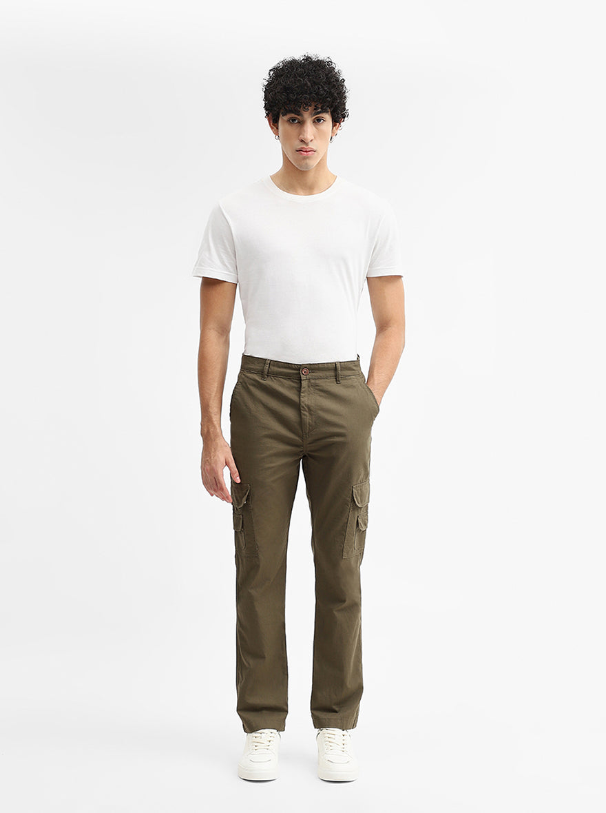 Olive Solid Slim Fit Cargo Pant | JadeBlue