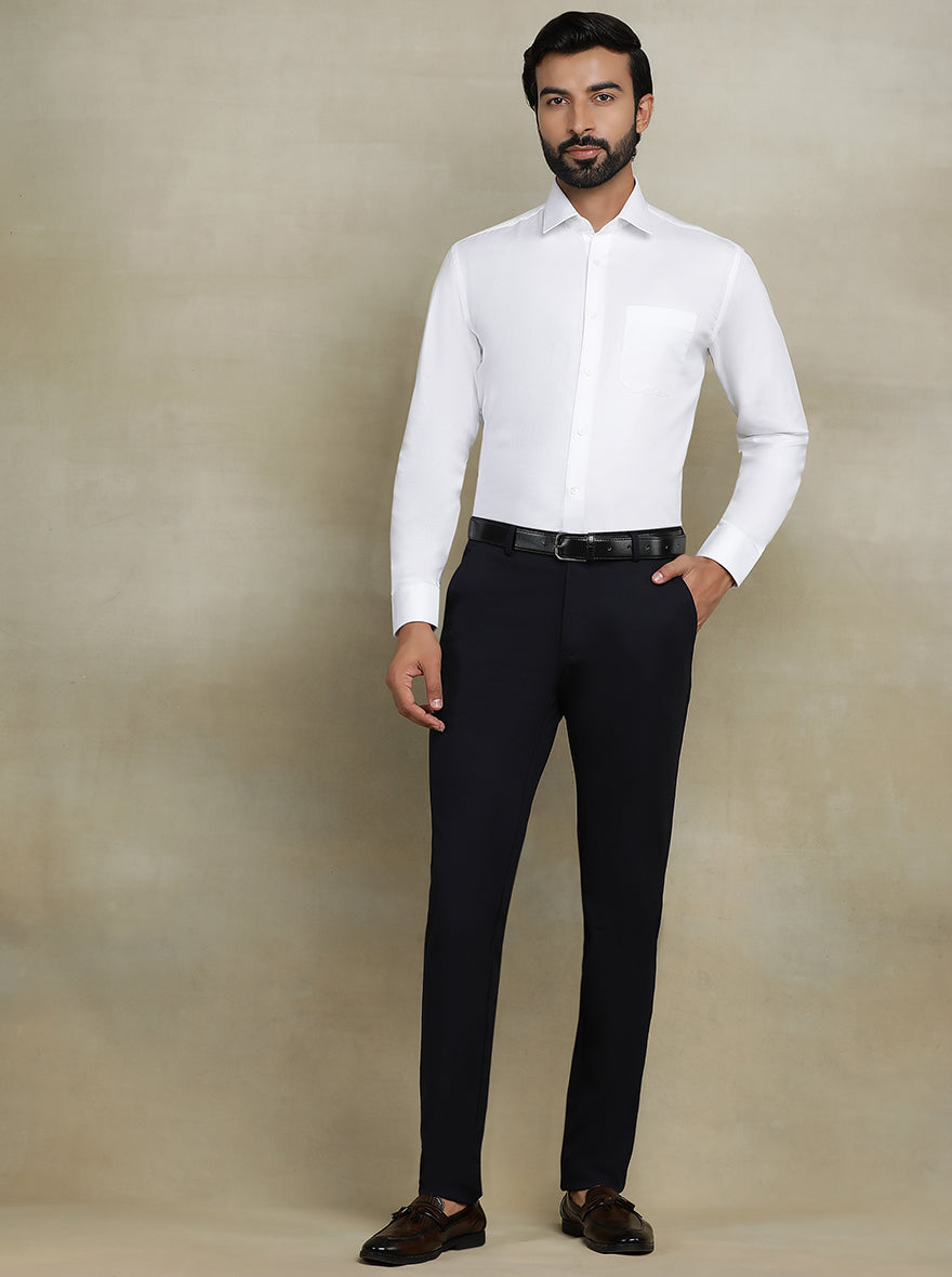 White Dobby Regular Fit Formal Shirt | JadeBlue