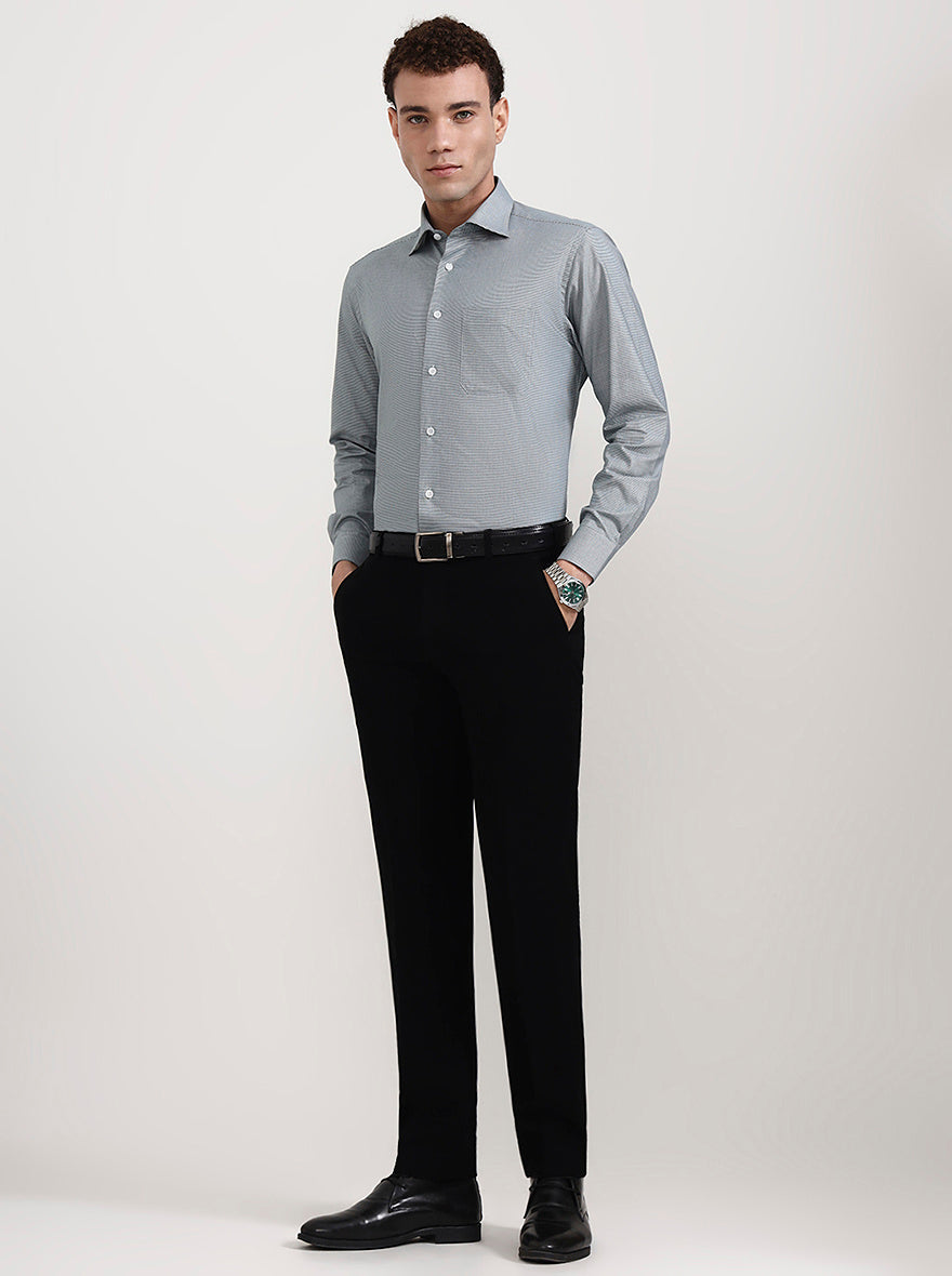 Black Solid Slim Fit Formal Trouser | Wyre