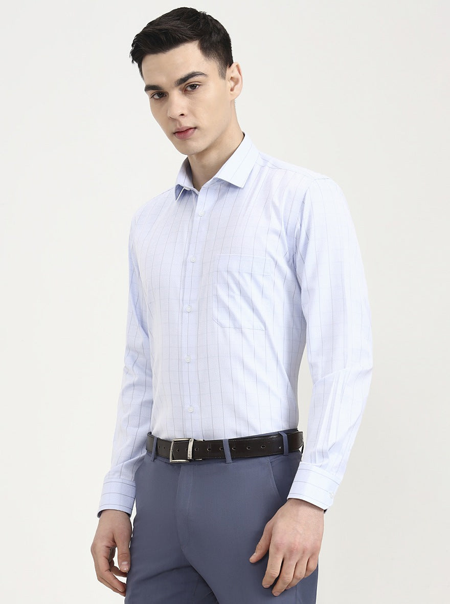 Blue Checked Regular Fit Formal Shirt | Greenfibre