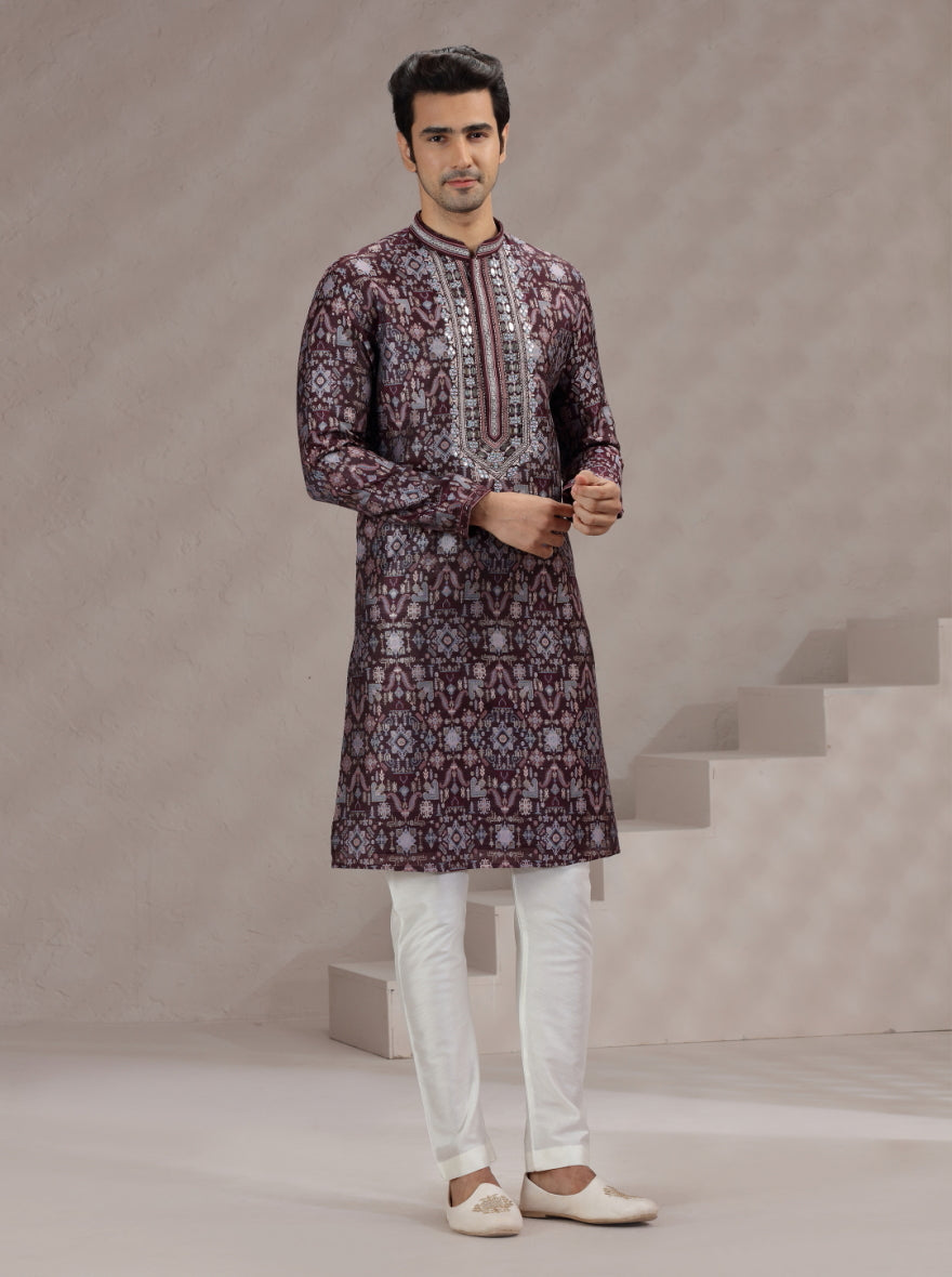 Maroon Printed Kurta Pajama | TULA