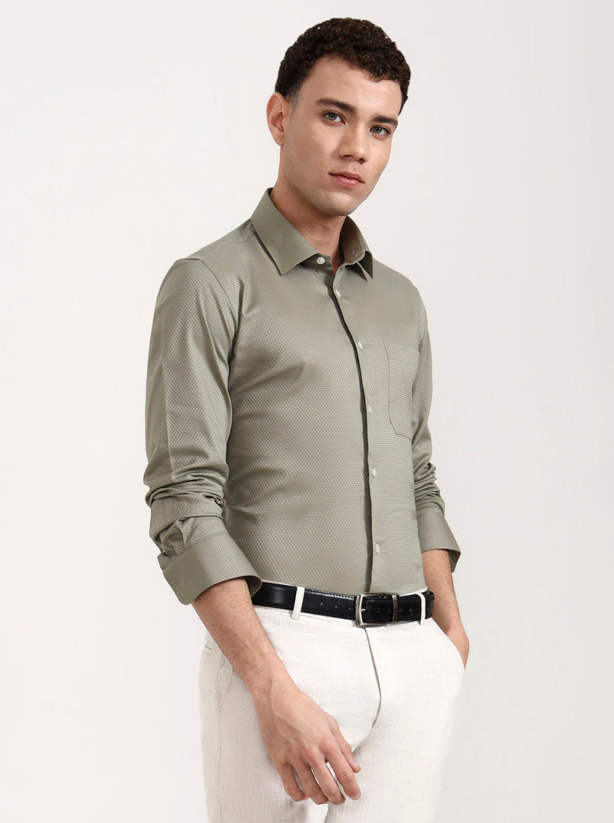 Pista Green Solid Slim Fit Formal Shirt | JadeBlue Youth