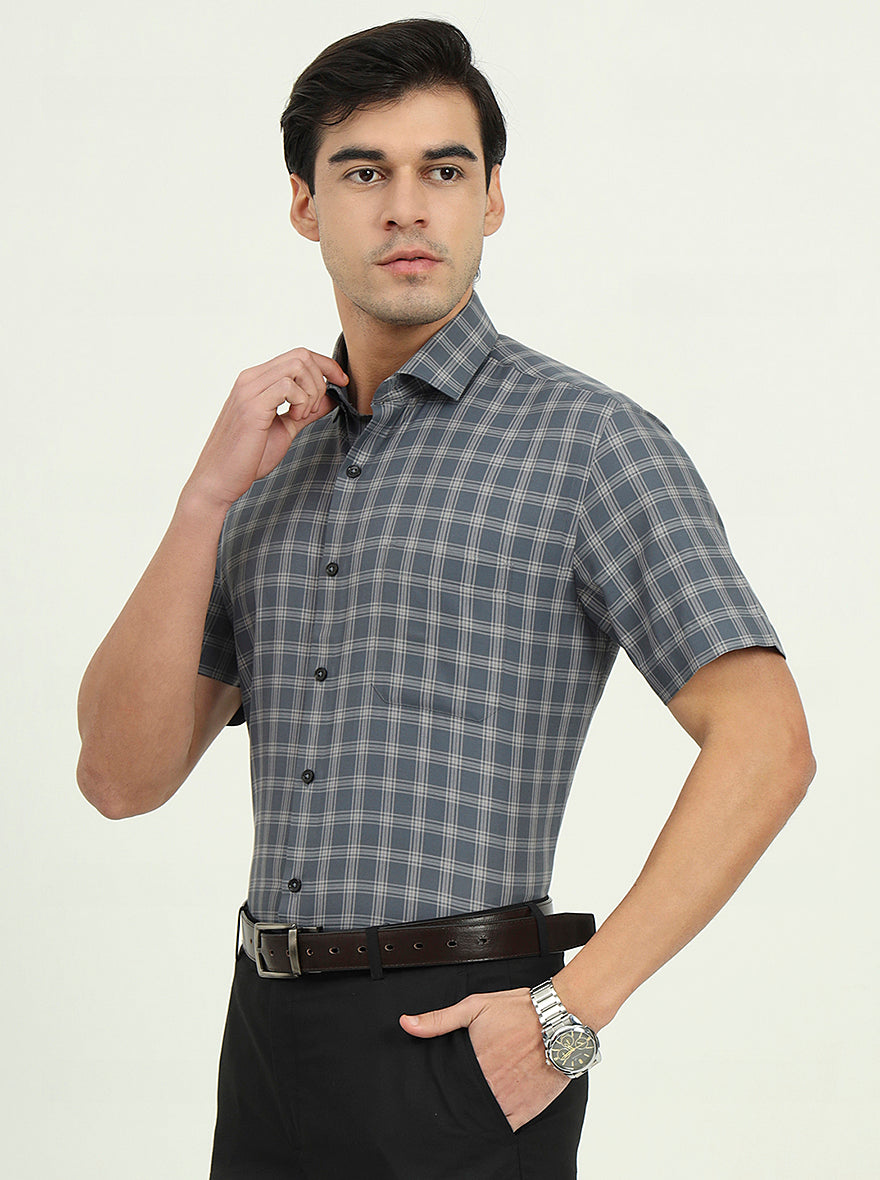 Grey Solid Regular Fit Formal Shirt | Greenfibre