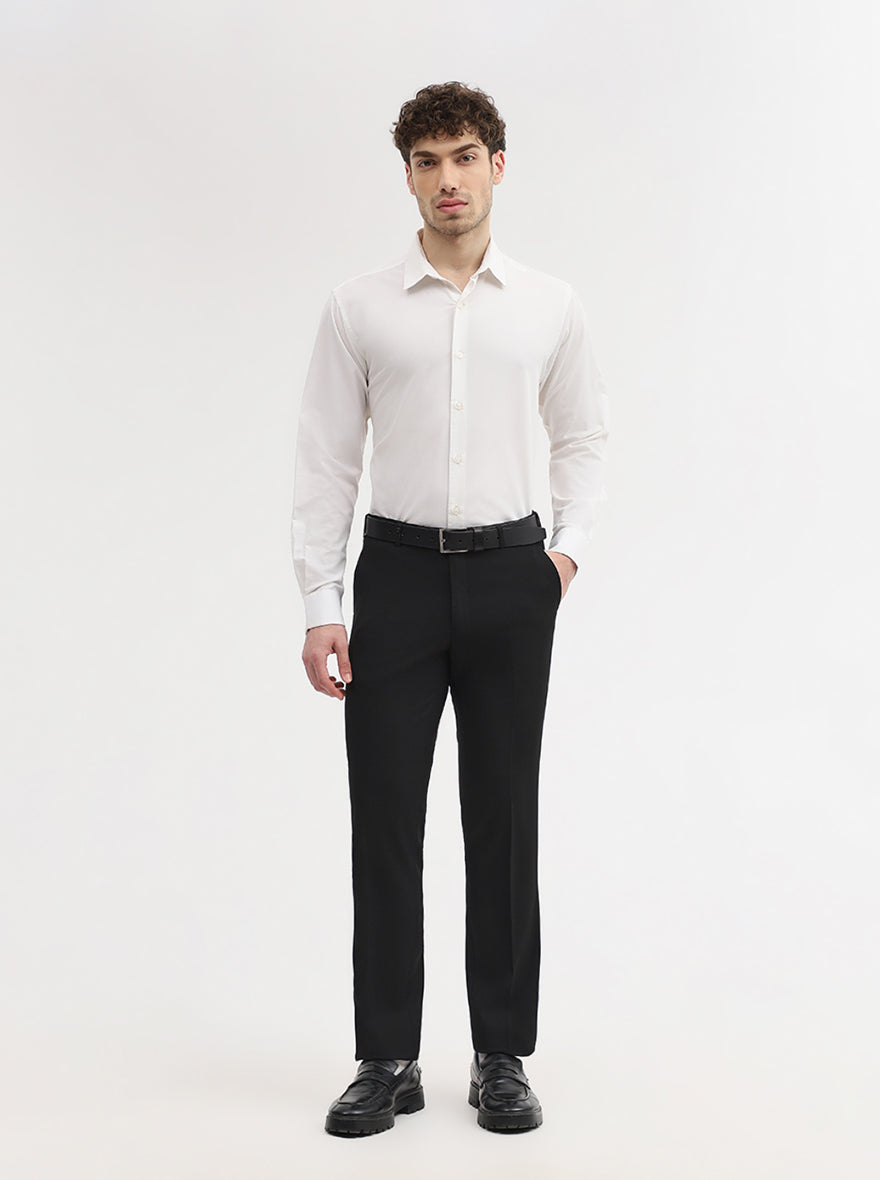 Black Solid Slim Fit Formal Trouser | Wyre