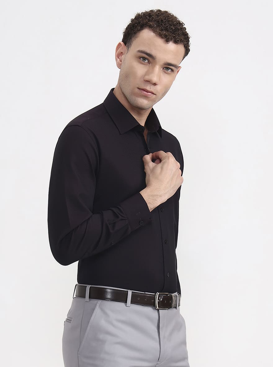 Wine Solid Regular Fit Formal Shirt | JadeBlue