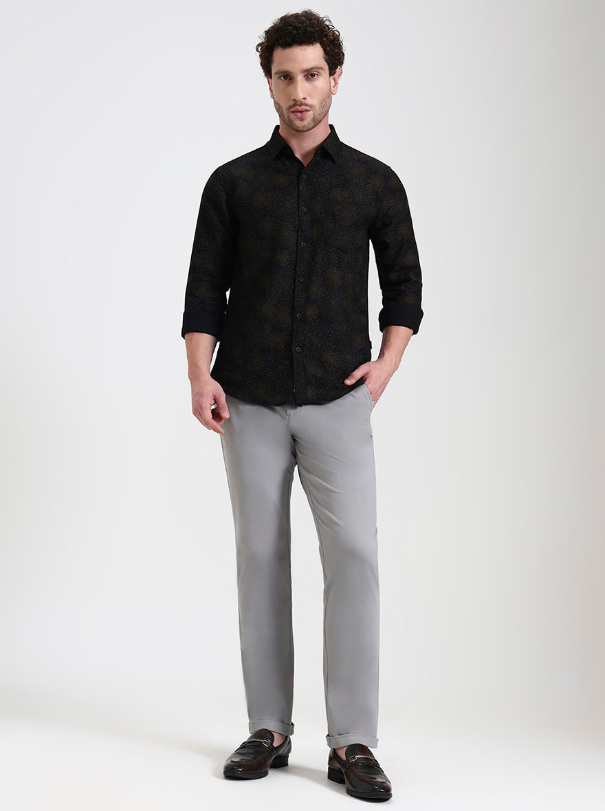 Grey Solid Venice Fit Casual Trouser | JadeBlue