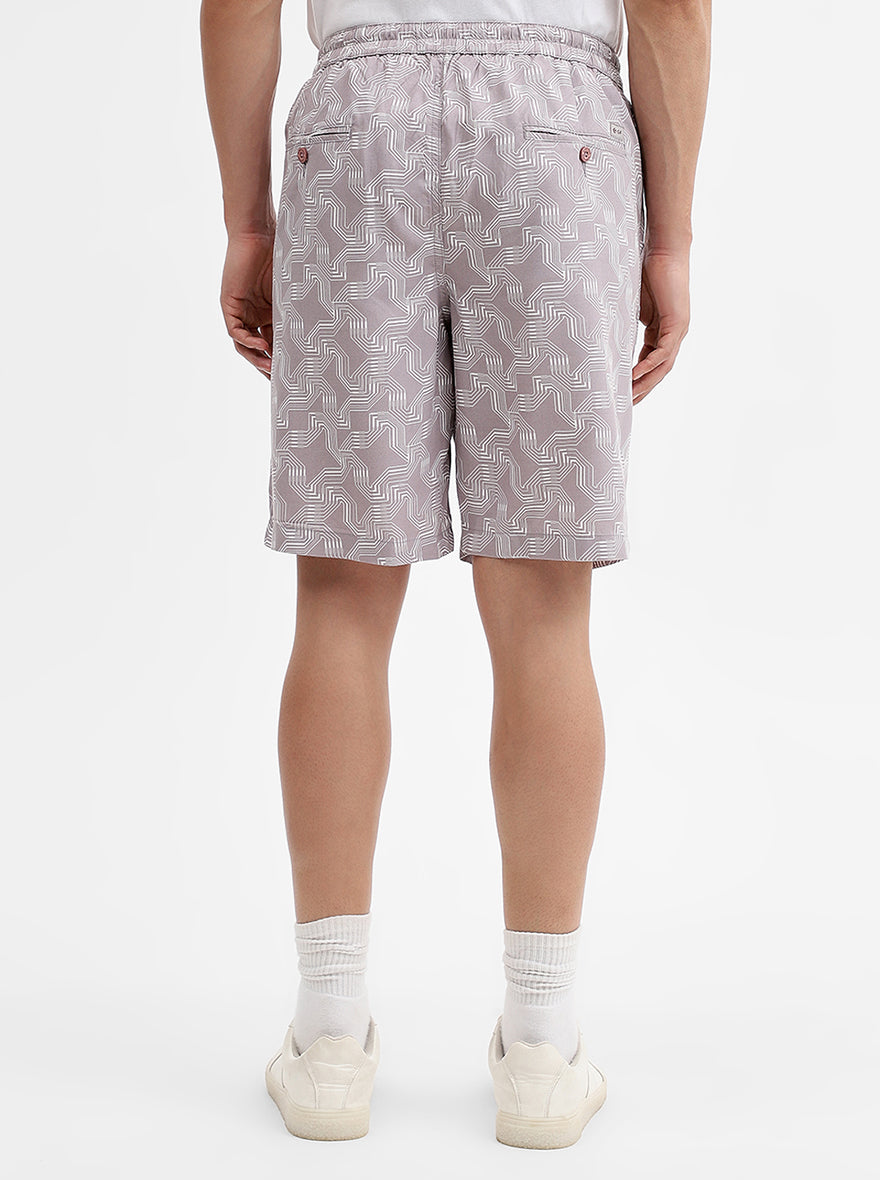 Purple Printed Regular Fit Shorts | Greenfibre