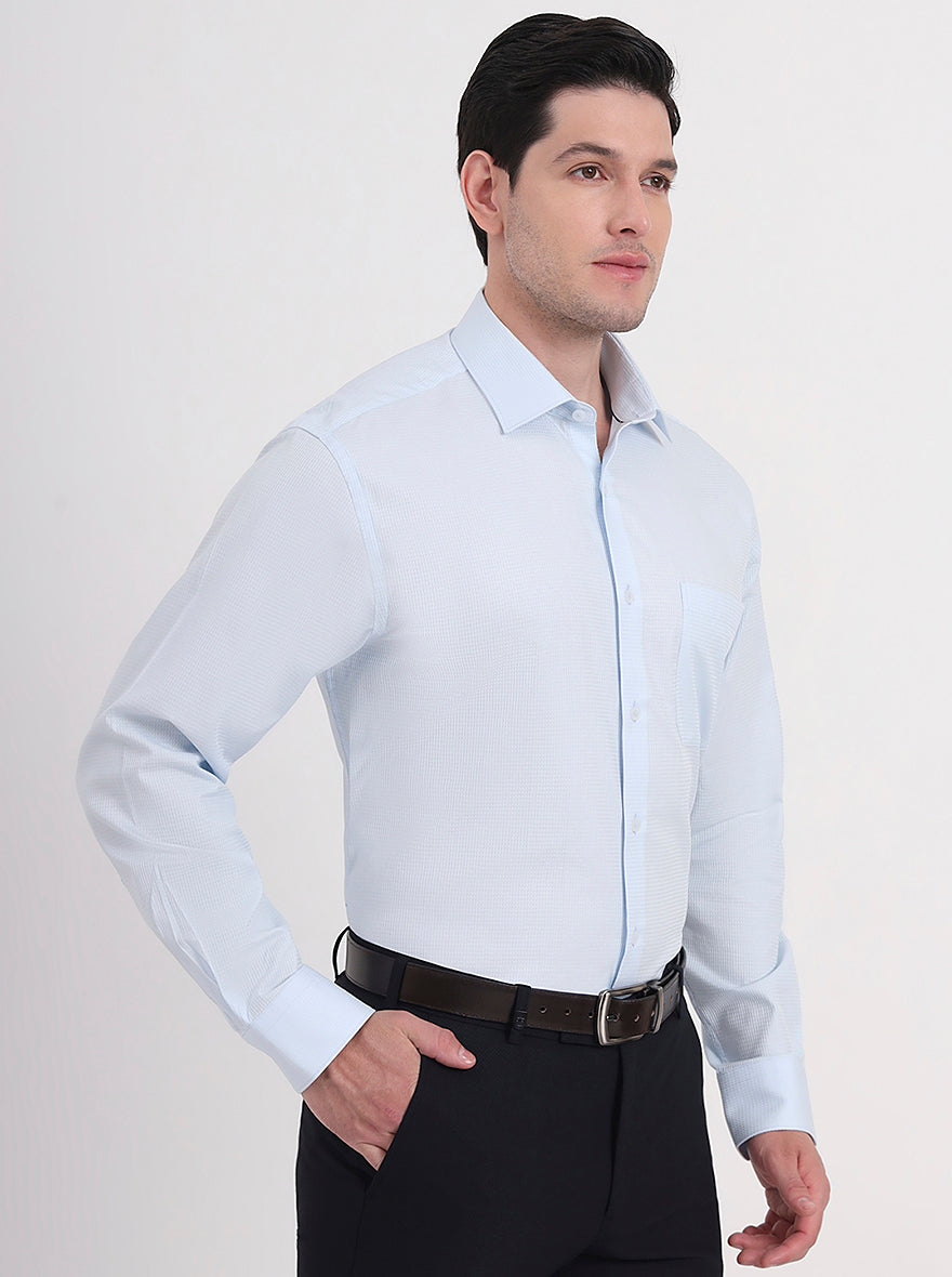 Sky Blue Solid Regular Fit Formal Shirt | JadeBlue