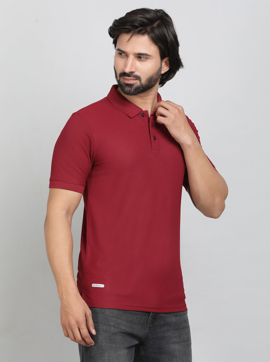 Red Solid Slim Fit Polo T-Shirt | Jade Play