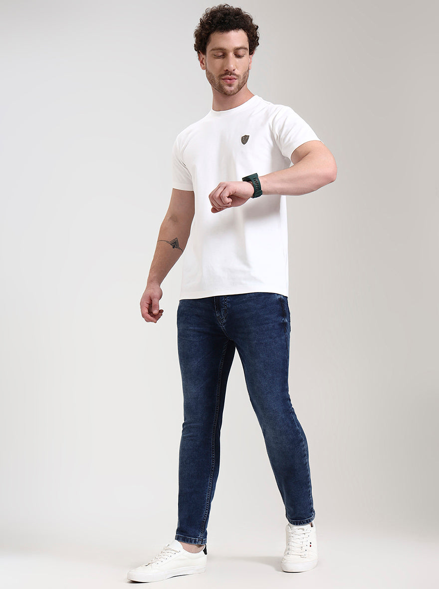 Smoky Indigo Blue Washed Rider Fit Jeans | JadeBlue