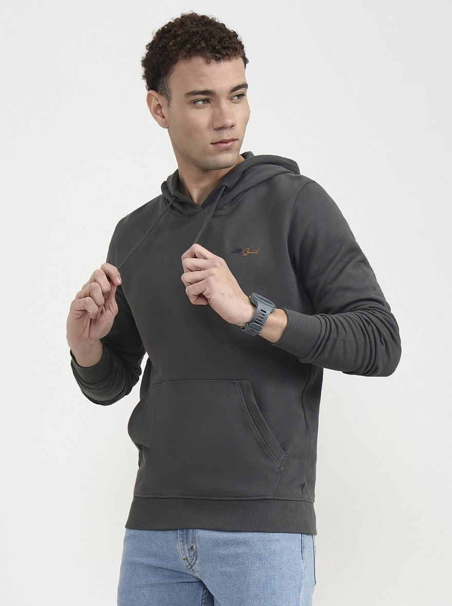 Grey Solid Slim Fit Winter T-Shirt | JadeBlue