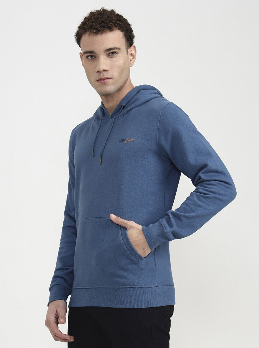 Airforce Blue Solid Slim Fit Winter T-Shirt | JadeBlue