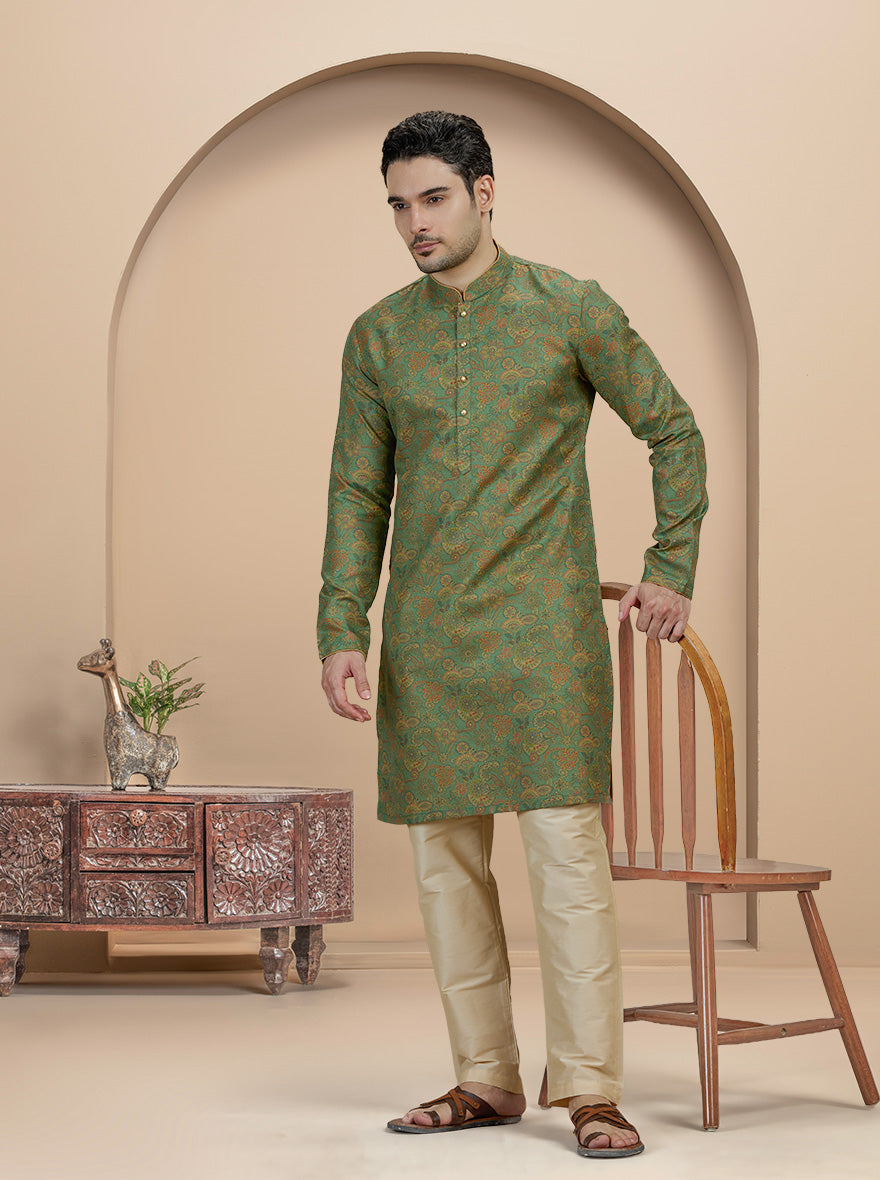 Green Printed Kurta | The Kurta Company