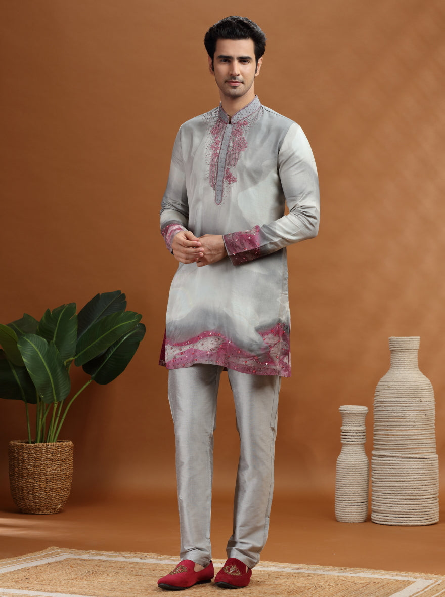 Grey Embroidered Kurta | TULA