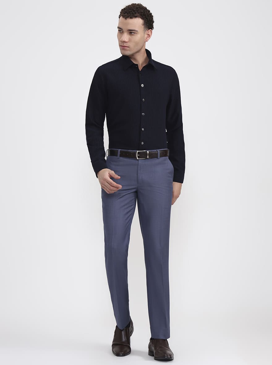 Blue Striped Slim Fit Party Wear Shirt | Wyre