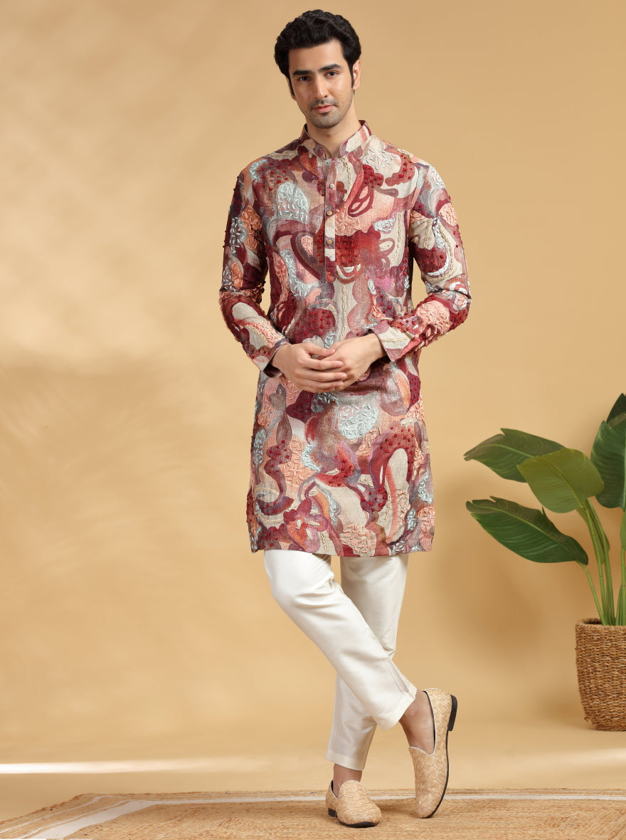 Rust Printed Kurta Pajama | TULA