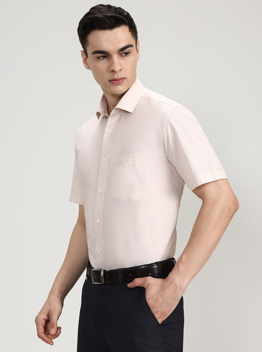 Fawn Solid Regular Fit Formal Shirt | JadeBlue
