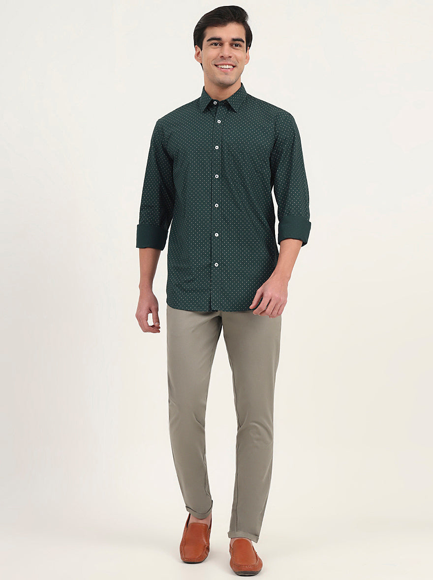 Light Green Solid Neo Fit Casual Trouser | Greenfibre