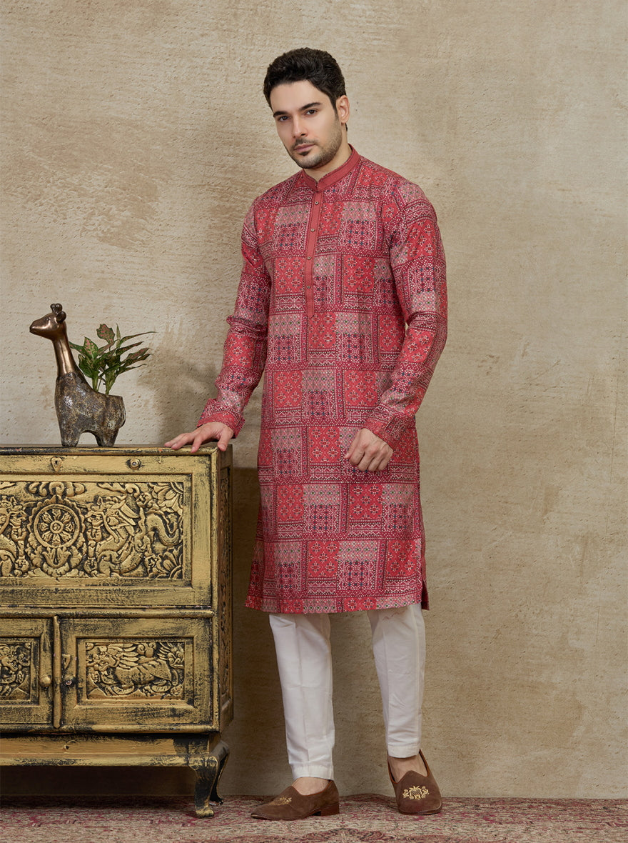 Maroon Printed Kurta Pajama | Virasana
