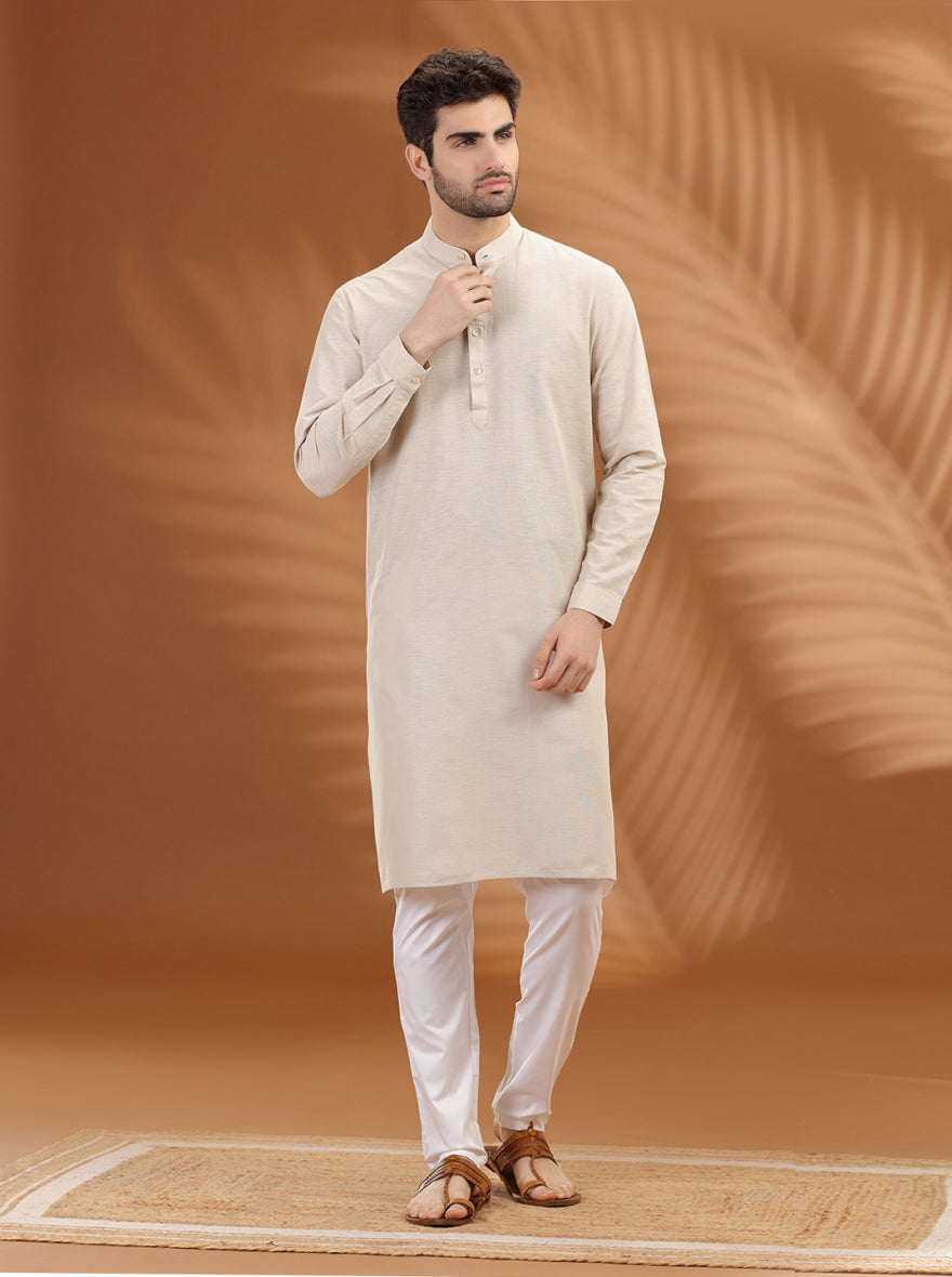 Fawn Solid Modi Kurta | JadeBlue