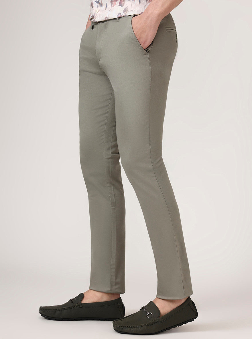 Green Solid Super Slim Fit Casual Trouser | Greenfibre