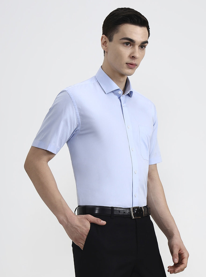 Blue Solid Regular Fit Formal Shirt | JadeBlue