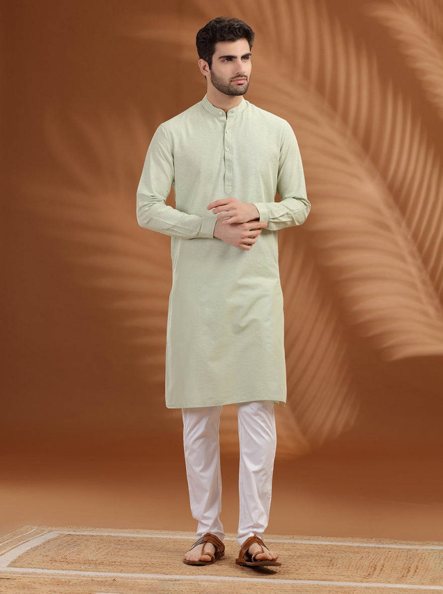 Pista Green Solid Modi Kurta | JadeBlue