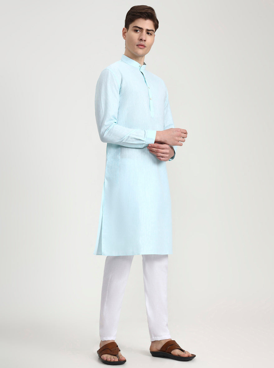 Ice Green Solid Modi Kurta | JadeBlue