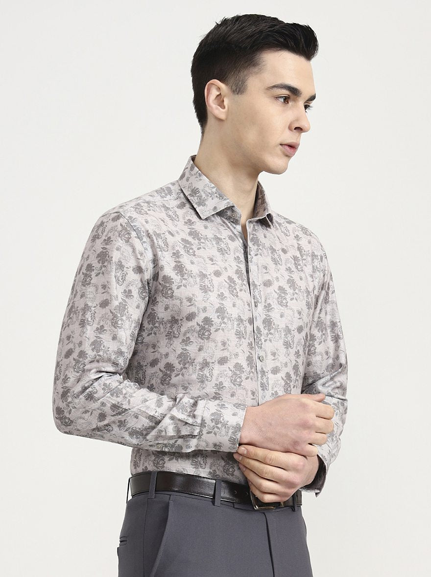 Fawn Printed Slim Fit Party Wear Shirt | Greenfibre