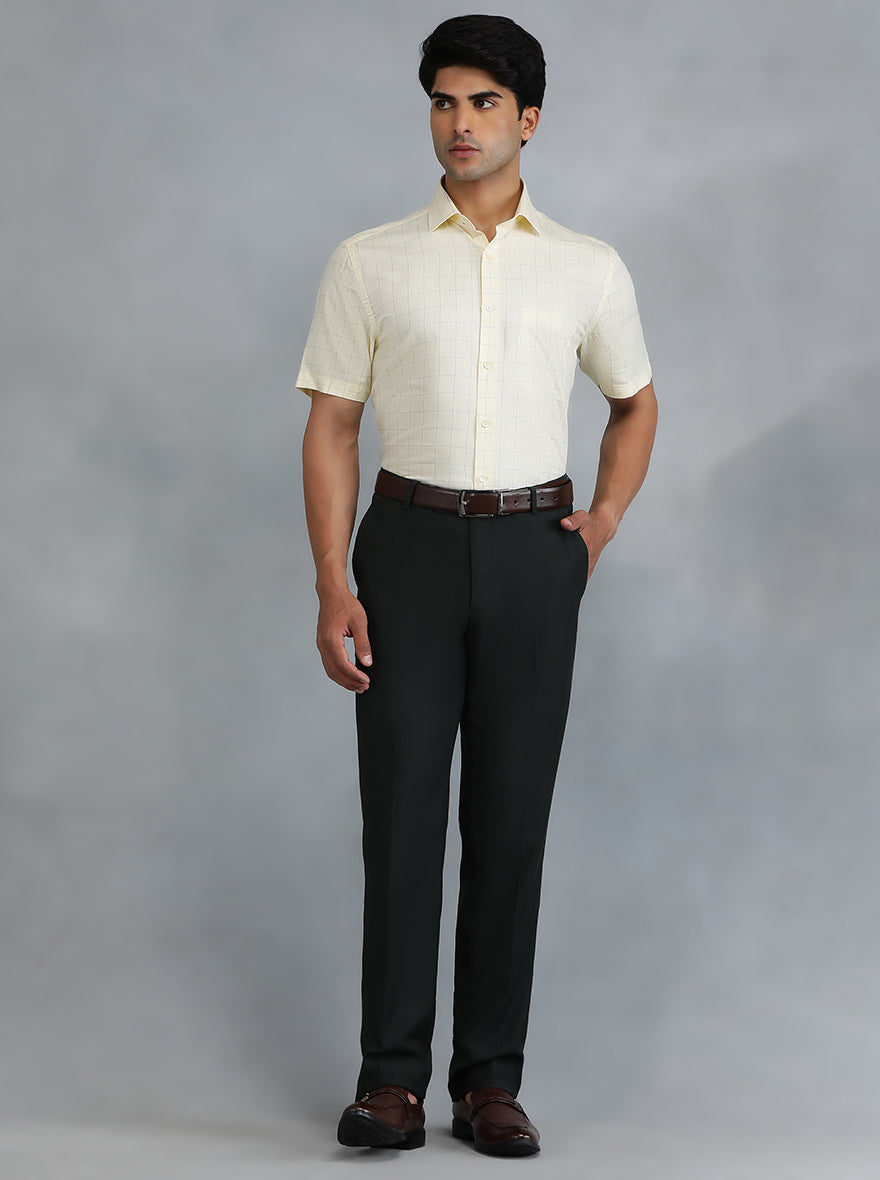 Yellow Checked Regular Fit Formal Shirt | Greenfibre