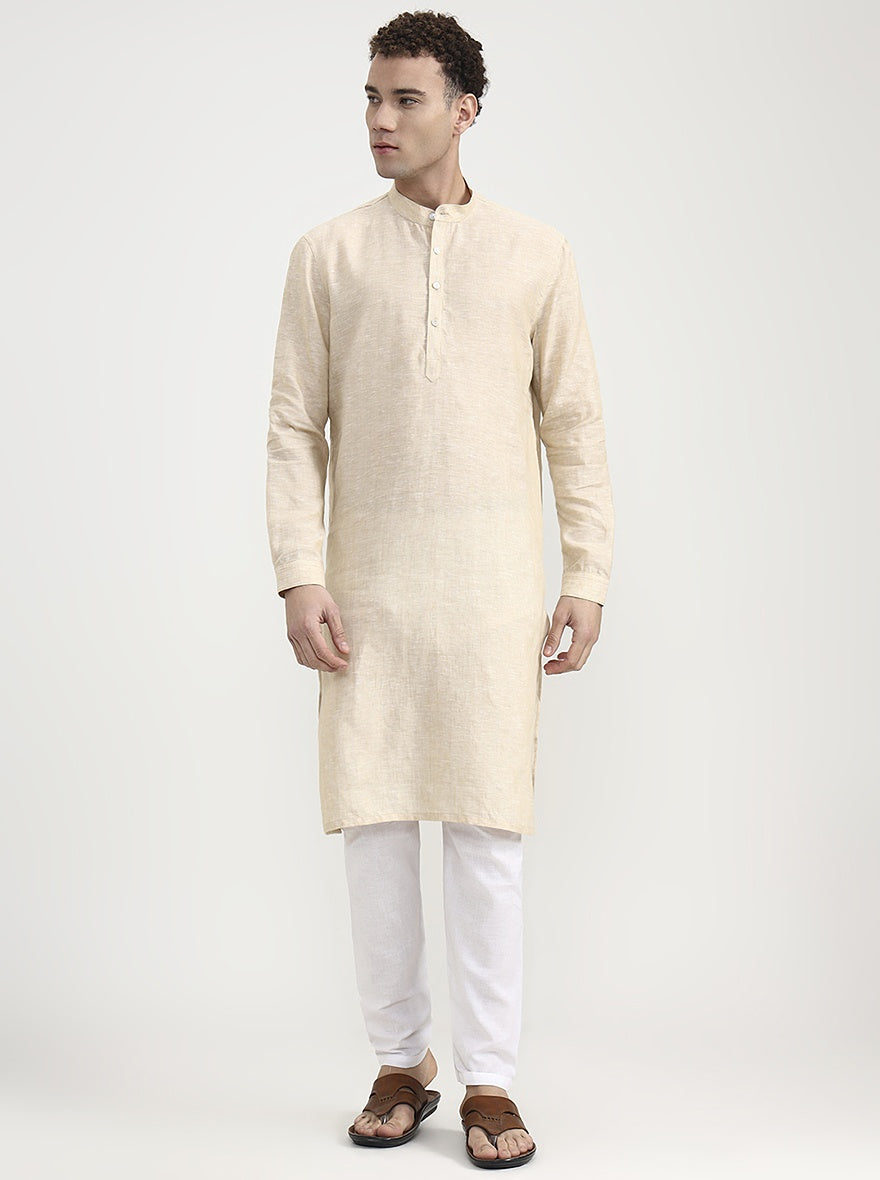 Light Fawn Solid Modi Kurta | JadeBlue