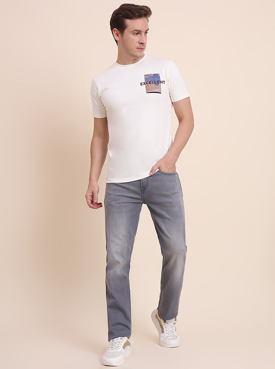 Mid Grey Washed Straight Fit Jeans | JadeBlue