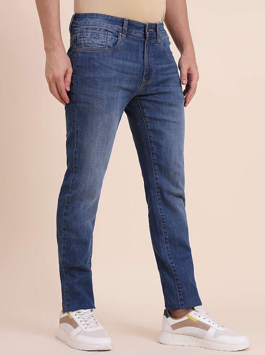 Mid Blue Washed Slim Fit Jeans | JadeBlue