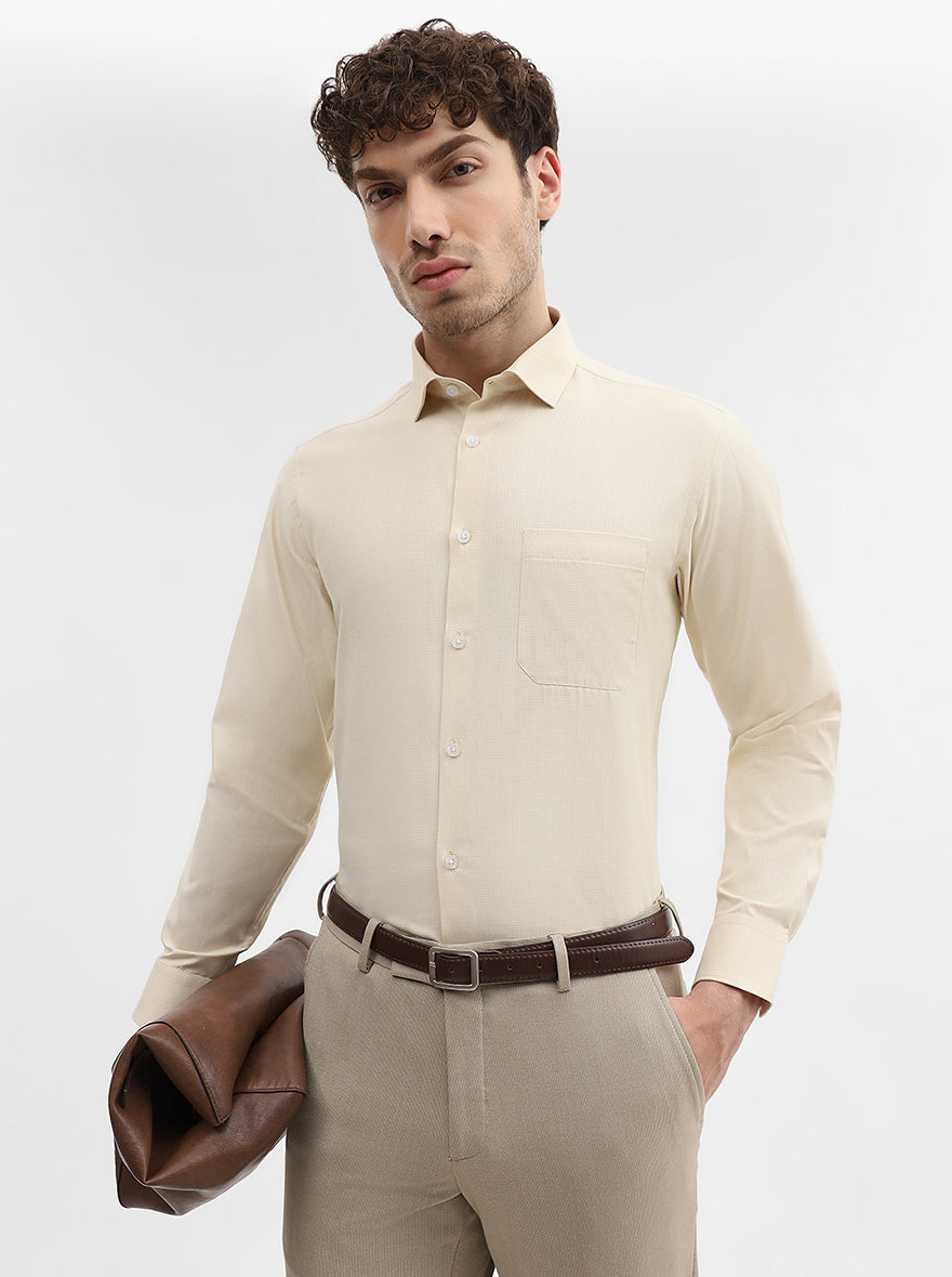 Fawn Solid Slim Fit Formal Shirt | Greenfibre