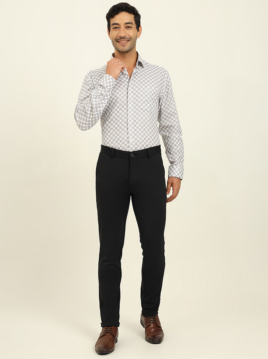 Black Solid Venice Fit Casual Trouser | JadeBlue
