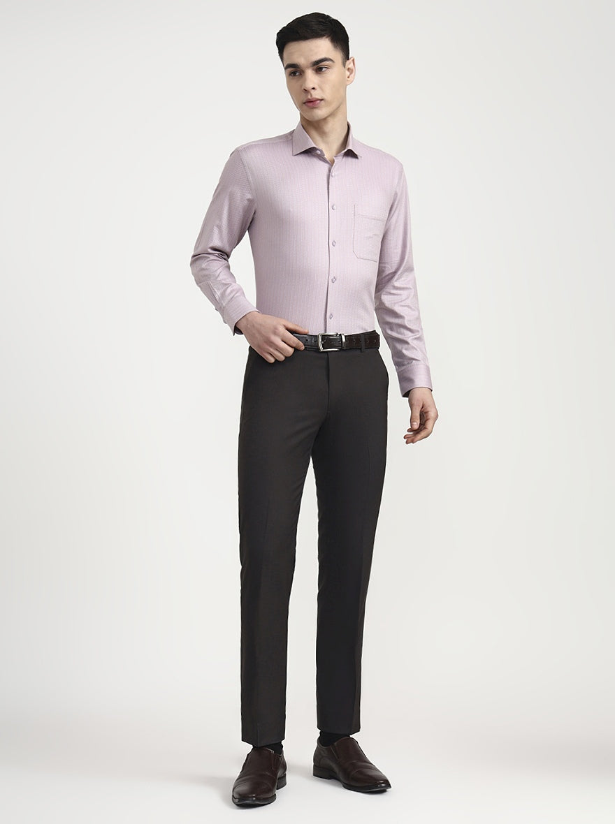 Dark Grey Solid Slim Fit Formal Trouser | JadeBlue Super Luxe