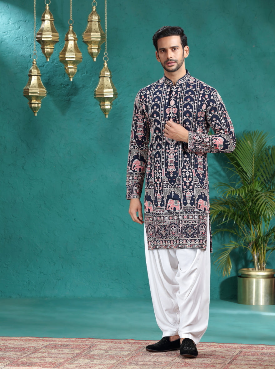 Black Embroidered Kurta Pajama | TULA
