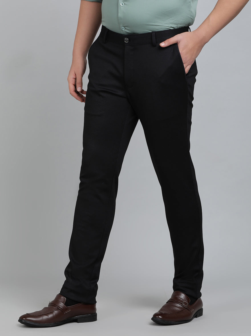 Navy Blue Solid Slim Fit Club Wear Trouser | JB Studio