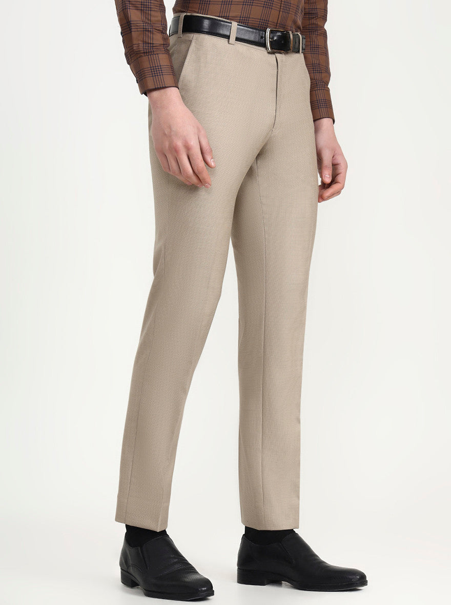 Fawn Solid Slim Fit Formal Trouser | JadeBlue Super Luxe
