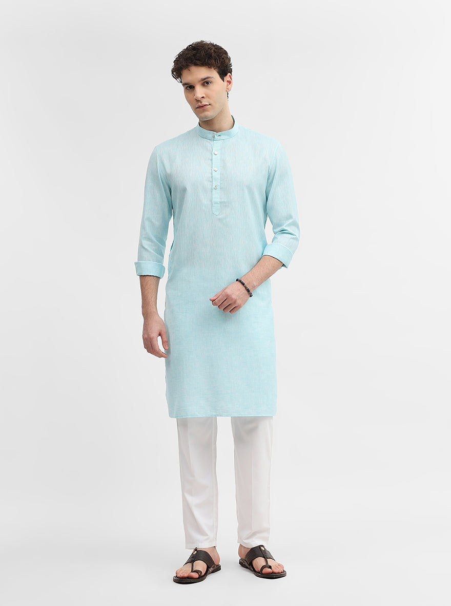 Sky Blue Solid Modi Kurta | JadeBlue