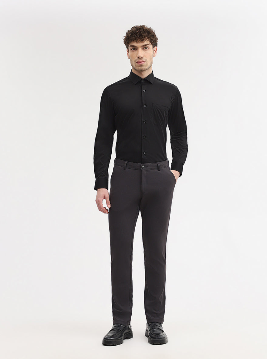 Dark Grey Solid Slim Fit Club Wear Trouser | Wyre