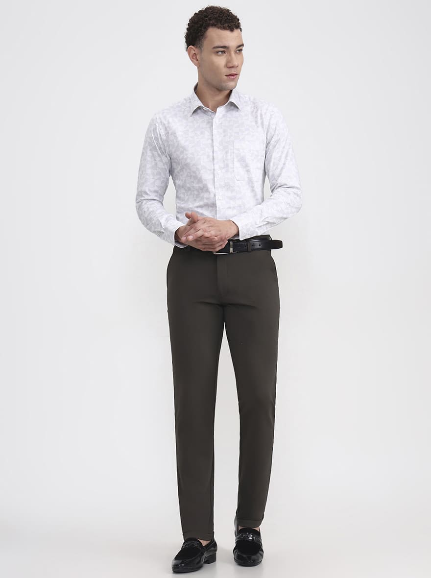 Olive Grey Solid Slim Fit Club Wear Trouser | JB Studio