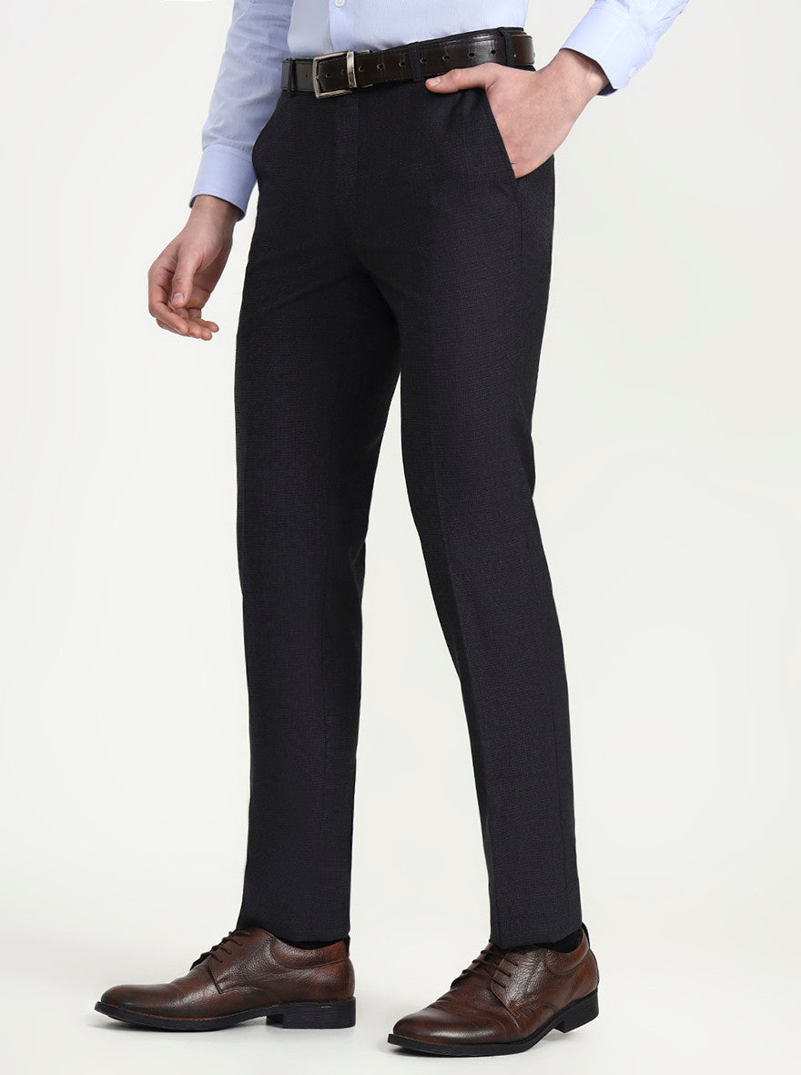 Black Solid Slim Fit Formal Trouser | JadeBlue Super Luxe