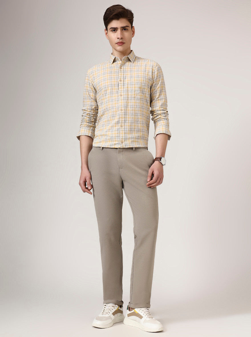 Brown Solid Venice Fit Casual Trouser | JadeBlue