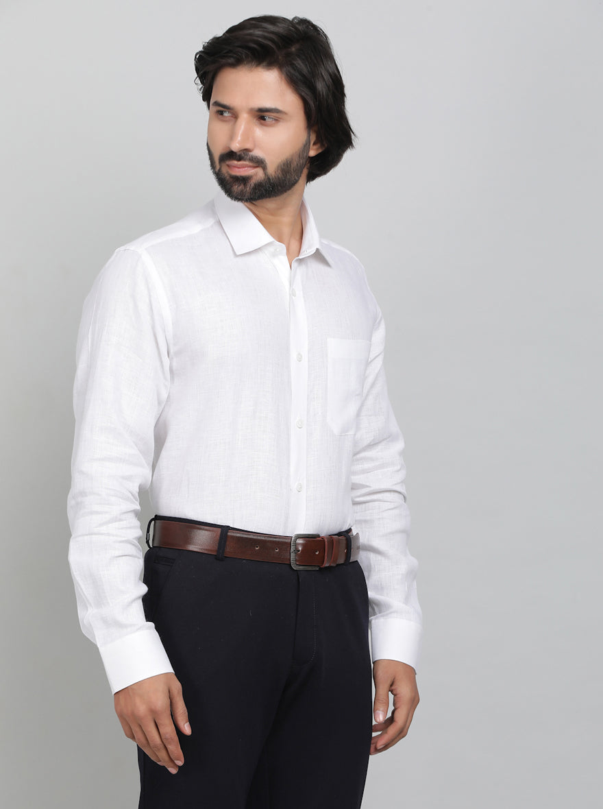 White Solid Regular Fit Formal Shirt | JadeBlue