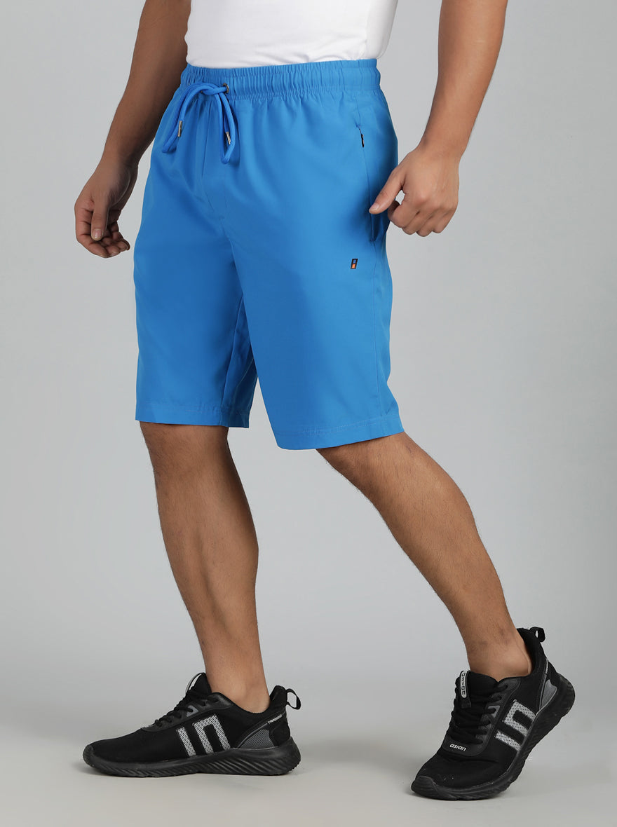 Blue Solid Slim Fit Shorts | Jade Play