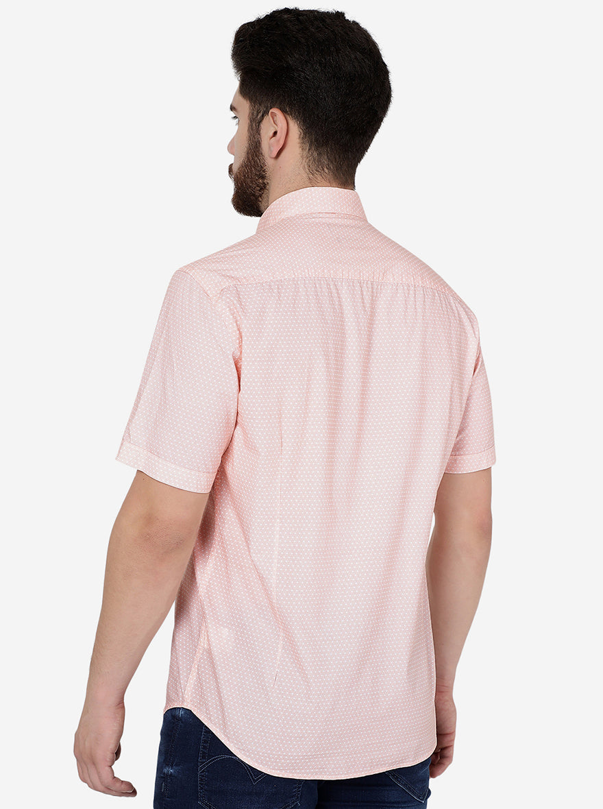 Orange Printed Smart Fit Semi Casual Shirt | Greenfibre