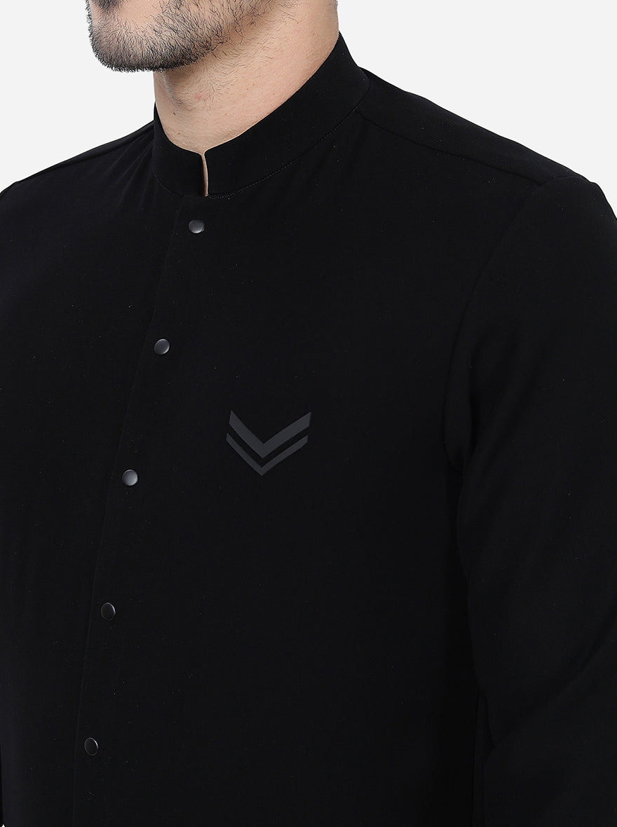 Black Solid Slim Fit Party Wear Shirt | JB Studio