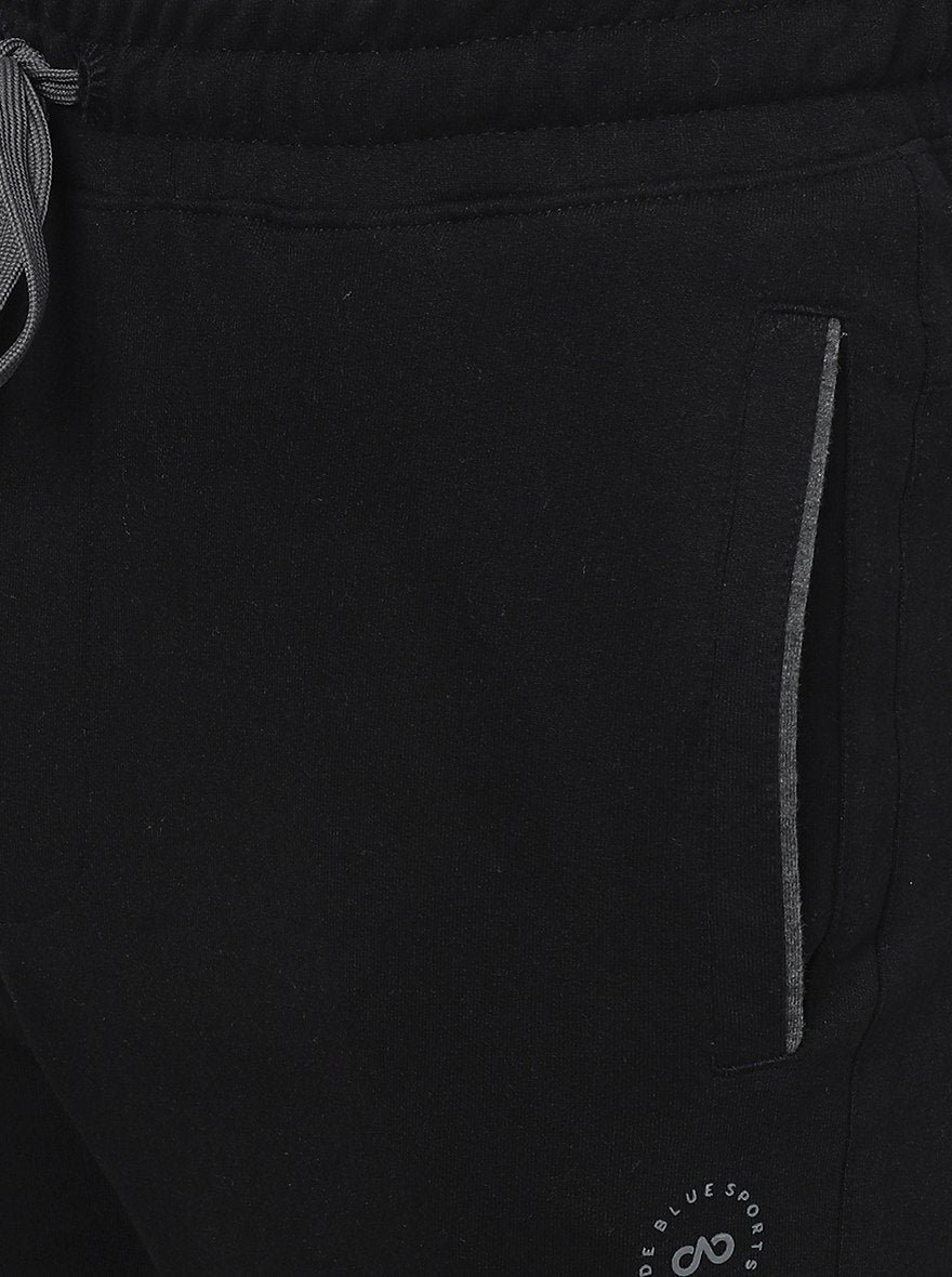 Black Solid Regular Fit Track Pant | JadeBlue