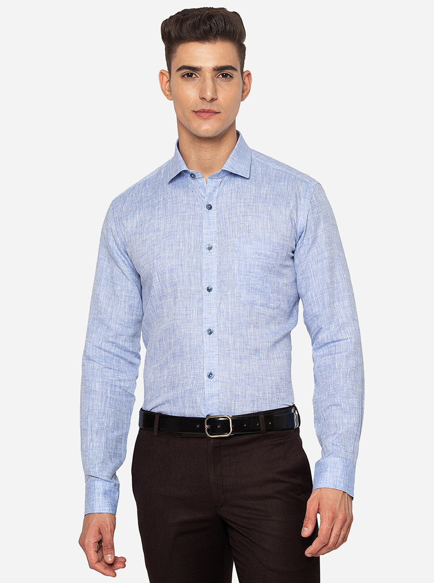 Light Blue Solid Regular Fit Formal Shirt | JadeBlue